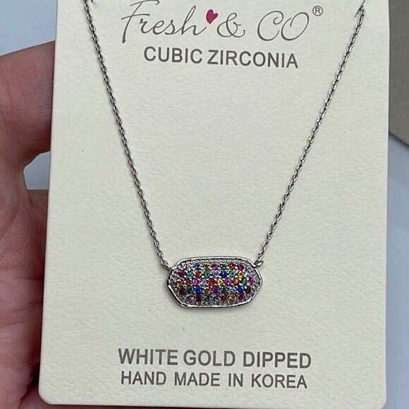 Fresh & Co CZ white gold dipped choker 15” & 2” extender - Picture 2 of 8